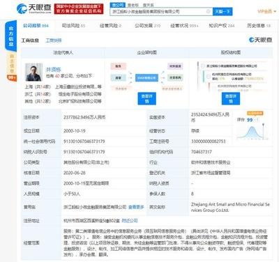 浙江蚂蚁小微金融服务集团注册资本扩容2.55亿元，拓展金融信息技术外包服务